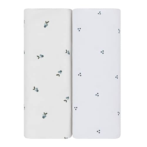 Ely's & Co. Patent Pending Waterproof Crib Sheet | Toddler Sheet Set - 2 Pack Berry and Cluster Dot (Blue)