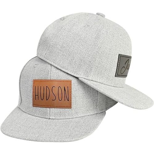 Custom Name Baseball Cap - Personalized Gifts Leather Patch Baby Hats - Toddler Trucker Hat for Boys Girls 0-3 Years