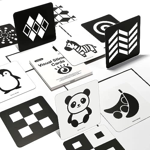beiens High Contrast Baby Flashcards, Black White Color Newborn Brain Development Toys, Visual Stimulation Learning Activity Cards, Educational Infants Gift (Black & White(for 0-3 Months))