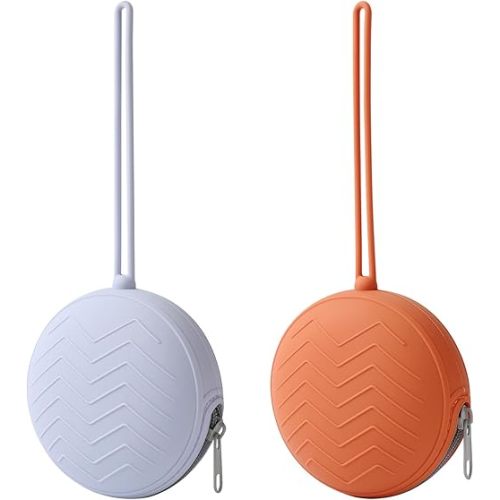 2 Pack Silicone Pacifier Holder Case,Portable Newborn Pacifiers Silicone Pouch for Boys & Girls, BPA Free Silicone Pacifier Container Case (Gray,New Clay)