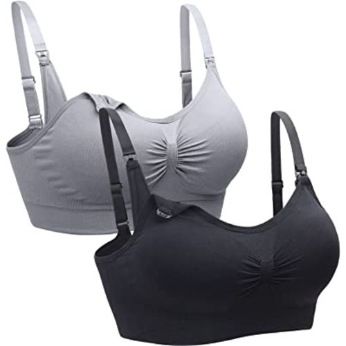 Suekaphin 2PACK Nursing Maternity Bra for Pregnancy Women Breastfeeding Comfortable Sleeping with Extenders