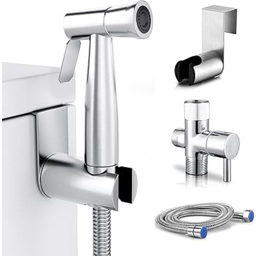 Handheld Toilet Jet Spray, Stainless Steel Jet Sprayer kit, Bathroom Bidet with Adjustable Water Pressure, Easy to Install Bidet Faucet Sprayer for Baby Cloth Diaper Cleaning