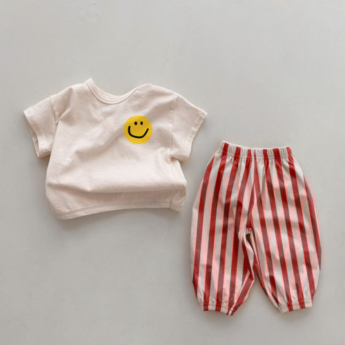 Baby 2-Piece Happy Face Striped Set