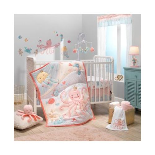 Ocean Mist 3-Piece Pink/Gray/Yellow Baby Crib Bedding Set