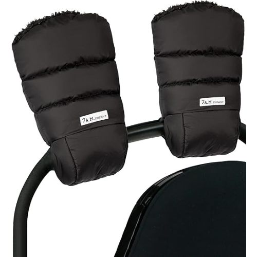 7AM Enfant Stroller Warmmuffs Gloves - Anti-Freeze Stroller Mittens for Handlebars, Water Repellent Hand Warmer Muff for Cold Weather, Plush Lined Stroller Warmmuffs | Winter Stroller Accessories