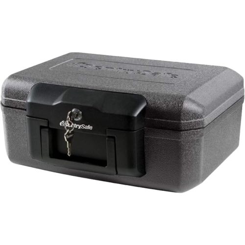 SentrySafe Fireproof Safe Box with Key Lock, Chest Safe with Carrying Handle to Secure Money, Jewelry, Documents, 0.25 Cubic Feet, 6.3 x 15.3 x 12.1 Inches, 1160