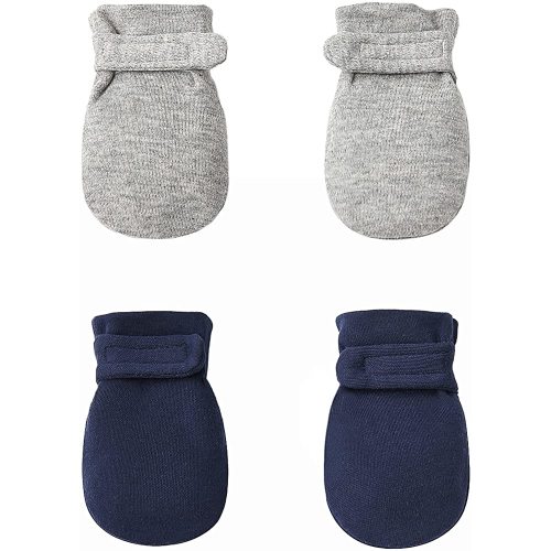 Newborn Baby No Scratch Mittens Stay On, 100% Cotton Breathable, Adjustable Infant Gloves for Baby Boys Girls Mittens