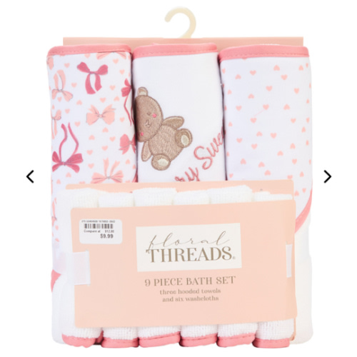 Baby Girls 9 Pc Bath Set