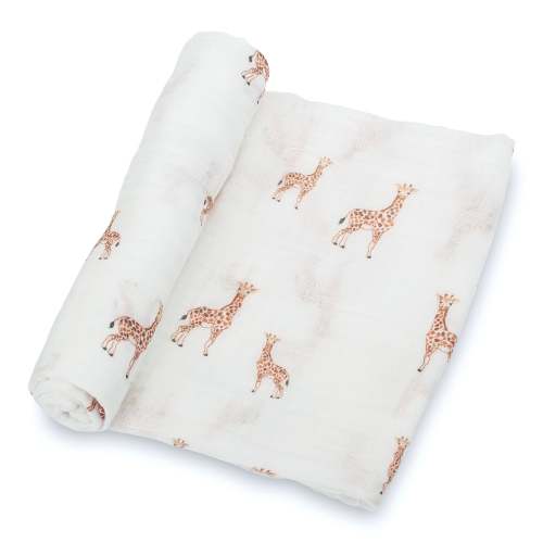 Baby Giraffe Swaddle Blankets: 47" x 47" 100% Muslin Cotton