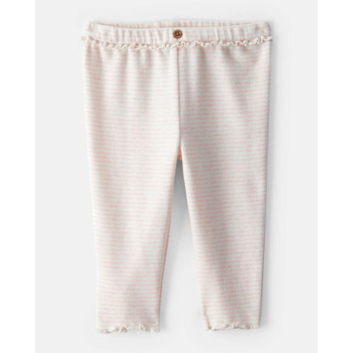 Baby Girl Flutter-Waist Striped Pants - Pink/Cream - Carter's | Carter's