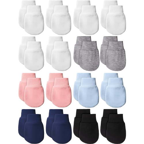14 Pairs Newborn Baby Mittens Soft Cotton No Scratch Mittens Infant Toddler Gloves for 0-6 Months Baby Boys Girls