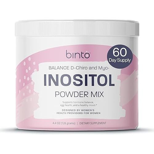 Binto Inositol Powder Mix | 60-Day Supply | 40:1 Ratio of Myo and D-Chiro Inositol | Hormone Balance and Ovulation Support | Preservative Free