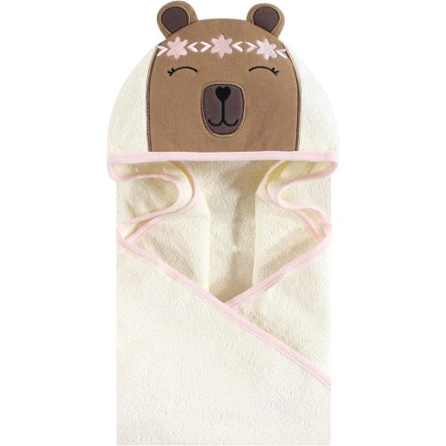 Hudson Baby Unisex Baby Cotton Animal Face Hooded Towel, Boho Bear, One Size