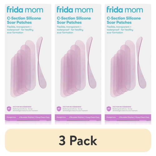 (3 pack) Frida Mom C-Section Silicone Scar Patches, Reusable Medical Grade Scar Treatment, Scar Gel and Cream Alternative, 6 Count