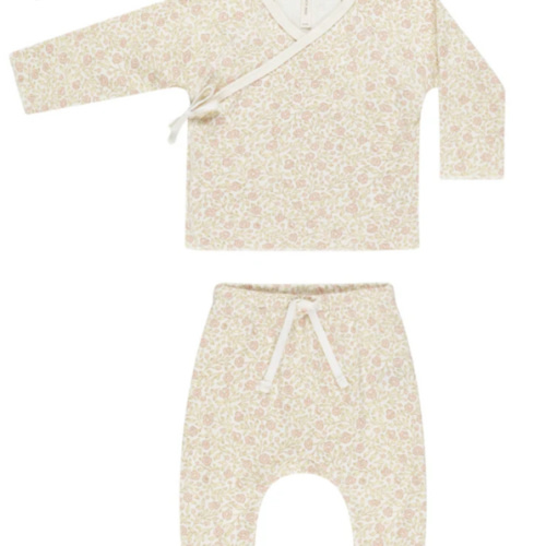 Wrap Top + Footed Pant Set - Ivory | The Baby Cubby