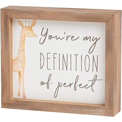 Wood Framed Box Sign for Kids Decor Baby Room Child's Decoration (Giraffe Perfect) Medium
