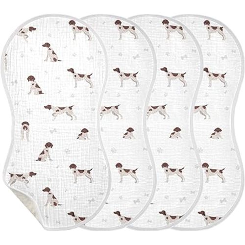 German Shorthaired Pointer Muslin Burp Cloths for Baby 4 Pack 100% Cotton Baby Washcloths Bibs for Boy Girl