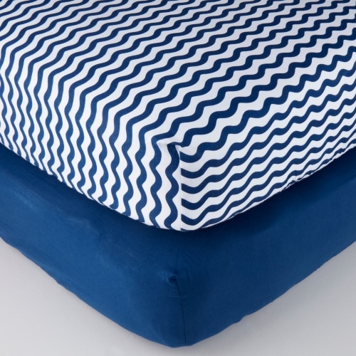 Parent's Choice Cotton Fitted Crib Sheets, 2 Count, Navy Chevron