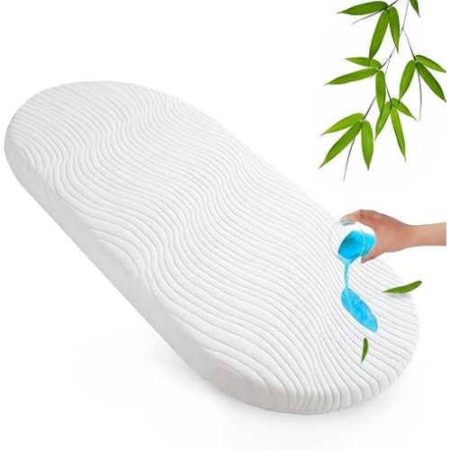 Baby Bassinet Mattress Topper 18" x 29" x 1", Waterproof Replacement Pad with Removable & Washable Mattress Cover