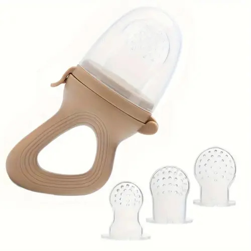 4pcs/set, Food Feeder With 3 Pacifier Set, Fruit Feeder, Teething Pacifier, Food Grade Silicone Food Feeder, BPA Free