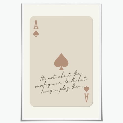 Trendy Ace of Spades Posters Retro Playing Card Wall Art Inspiring Quote Poster Beige Ace Card Motivational Aesthetic Preppy Y2k Room Decor for Girly Coquette Apartment Bedroom 8x12inch Unframed
