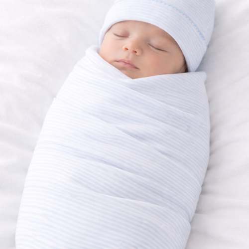 Mini Stripes Swaddle Blanket - Light Blue