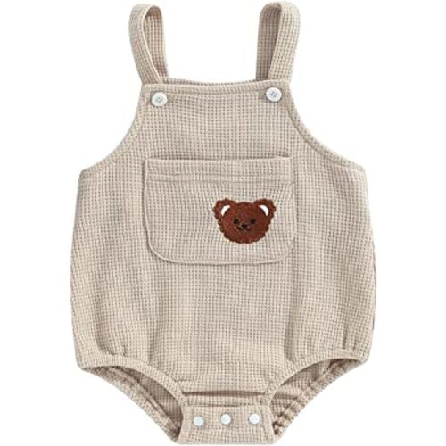 Douhoow Cute Baby Romper Waffle Baby Clothes Infant Girl Boy Summer Outfits
