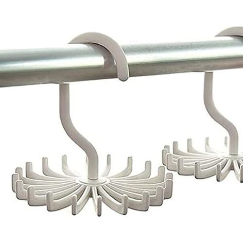 3 Pack Twirl Ties Rack Closet Organizer Tie Hanger Hook Headband Holder (White)