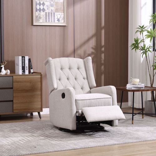 Coffee Swivel Rocking Recliner Chair,360°Swivel Nursery Rocking Glider Chair,Modern Small Rock Swivel Recliner Chair Home Theater Seat-Cuddlewood