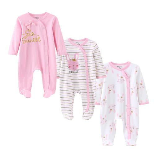 Ecojoy Baby Girls Boys Long Sleeve Printed Bodysuit Infant Foot Jumper Cotton One-Piece Romper 0-12 Months