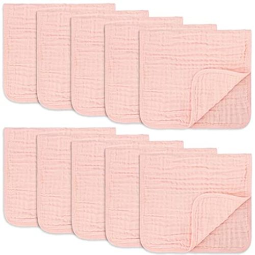Comfy Cubs Muslin Burp Cloths Large 100% Cotton Hand Washcloths for Babies, Baby Essentials 6 Layers Extra Absorbent and Soft Boys & Girls Baby Rags for Newborn Registry (Lace 10-Pack, 20" X10") - 10-Pack 20"X10"