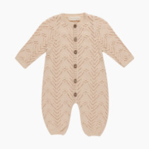 Quincy Mae Long Sleeve Bobble Romper - Shell, 6-12 M