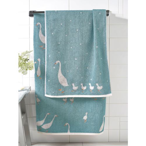 Teal Blue Goose And Friends 100% Cotton Towel