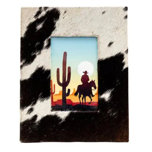 Cowhide Picture Frame: Black