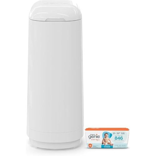 Diaper Genie Essence Seau Blanc avec 18 sacs de recharge Easy Roll