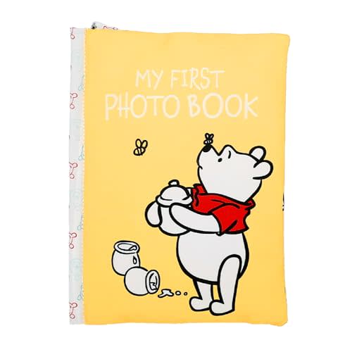 Disney Winnie The Pooh Photo Album with Soft Pages and Crinkle Sounds for Babies and Toddlers Holds 4x6 Photos and On The Go Strap for Stroller, Car Seat or Crib for Baby