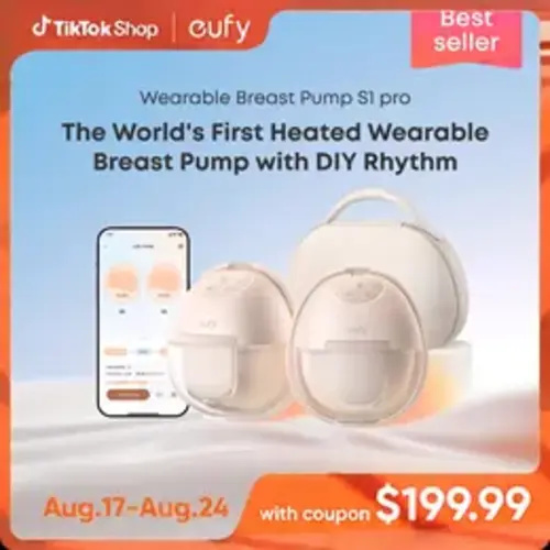 【Exclusive Bundle】eufy S1 & S1 Pro Heated Wearable Breast Pump, Hands-Free Breast Pump with Industry-Leading HeatFlow Tech, App-Controlled OptiRhythm, Hospital-Grade Suction, Leakproof, Slim and Ultra-Quiet for in-Bra Use.FSA-HSA eligible. - TikTok Shop