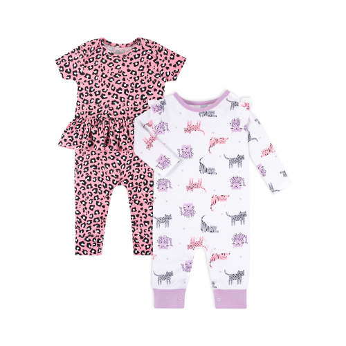 Little Star Organic Baby Girl Romper, 2pk