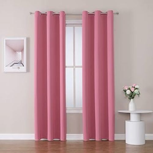 ChrisDowa Grommet Room Darkening Curtains for Bedroom and Living Room - 2 Panels Set Thermal Insulated Blackout Curtains (Pink, 42W x 84L )