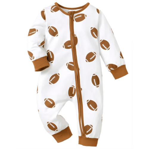 FOOTBALL White Jumpsuit - Hazel & Bo