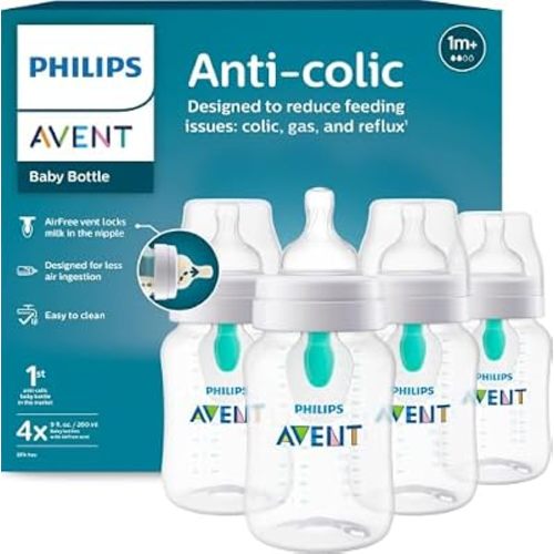 Philips Avent Anti-Colic Baby Bottle with AirFree Vent, Medium Flow, 9 oz