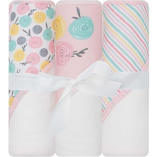 Hooded Baby Towels, Baby Bath Towels, Baby Towels with Hood, Hooded Baby Towel, Toddler Towels, Baby Hooded Towel, 30" x 26", 3PK (Roses)