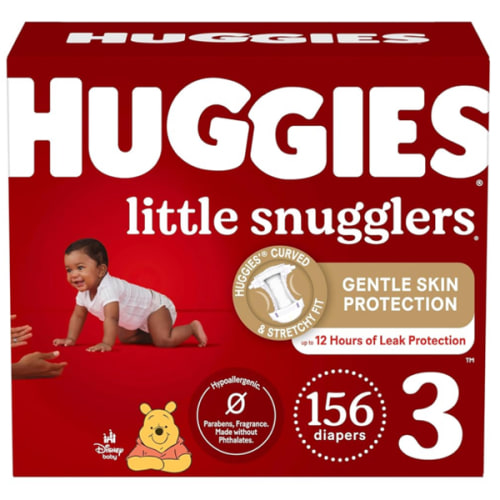 Huggies Diapers Size 3- Little Snugglers Disposable Baby Diapers, 156ct, One Month Supply