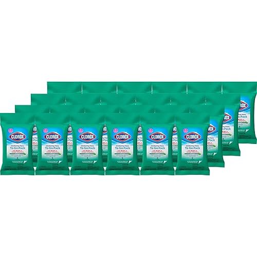 Clorox Disinfecting On The Go Travel Wipes, Household Essentials, Fresh Scent, 9 Count, Pack of 24 (Package May Vary)
