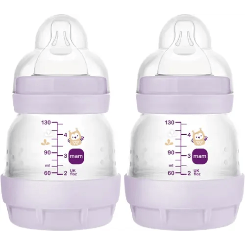 MAM Easy Start Anti-Colic Baby Bottles, Extra Slow Flow, Breastfeeding-Like Silicone Nipple Bottle, Reduces Colic, Gas, & Reflux, Easy-to-Clean, BPA-Free, Vented Baby Bottles for Newborns, 0-3 Months