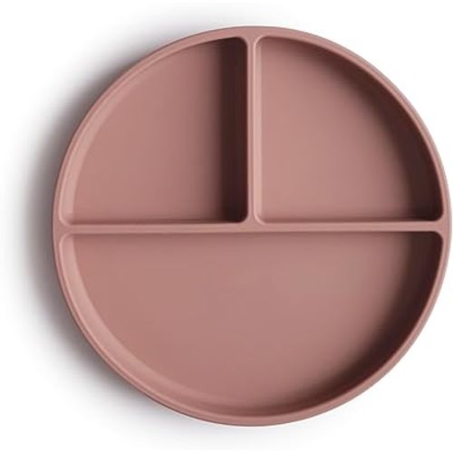 mushie Silicone Suction Plate | BPA-Free Non-Slip Design (Cloudy Mauve)