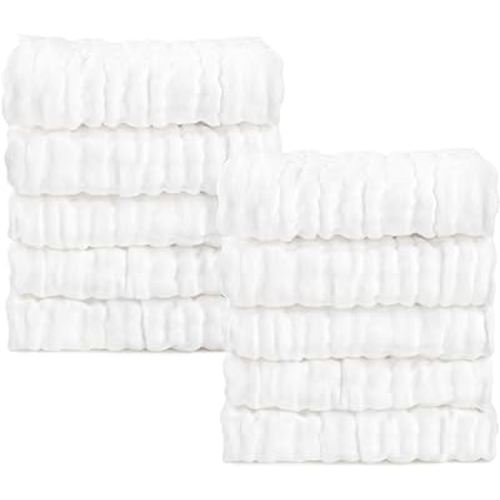 AIDEA Baby Washcloths and Burp Cloths, Absorbent Cotton Muslin Baby Towels, Large Soft Breathable Newborn Essentials for Boys and Girls, Newborn Essentials, White-10 Pack, 10"x10"