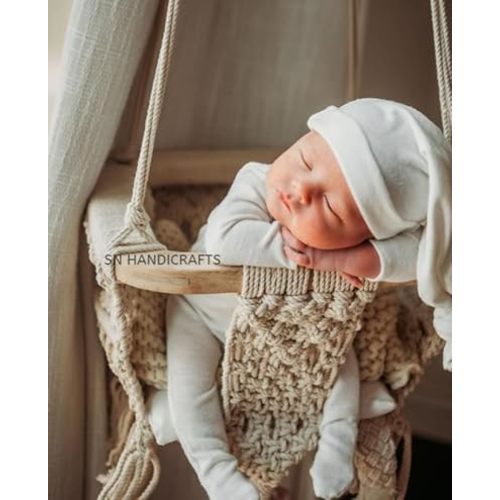 Handmade Macrame Swing Chairs Natural Rope Hammock for Baby Macrame Swing Chair for Baby Indoor Outdoor