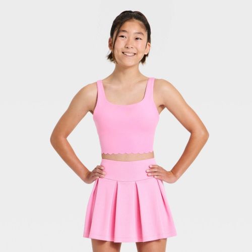 Girls' Scallop Sports Bra - All In Motion™ Vibrant Pink M