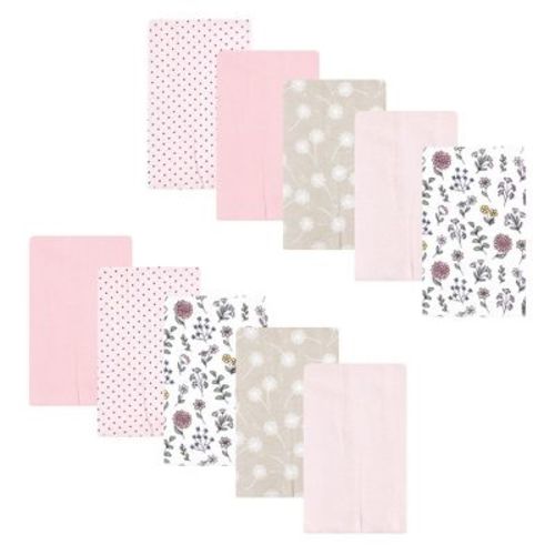 Luvable Friends Hudson Baby Flannel Burp Cloths 10pk, Pink Dandelion